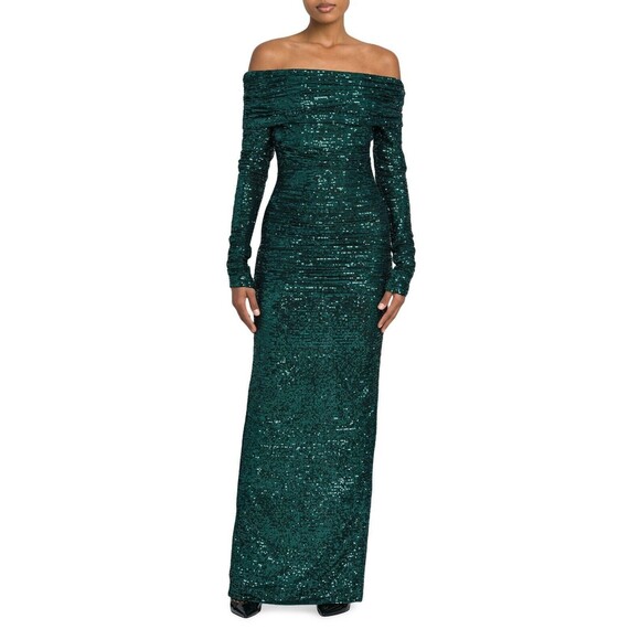 $7645 Dolce & Gabbana Sequined Off-the-Shoulder Gown Maxi Dress Size 40 / US 4